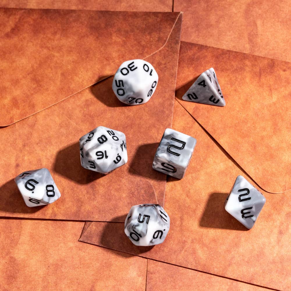 Cusdie Camo DND Dice 7-Piece RPG Polyhedral Dice Set Resin D20 D12 D10 D8 D6 D4 D% for D&D Pathfinder Cthulhu Tabletop Games