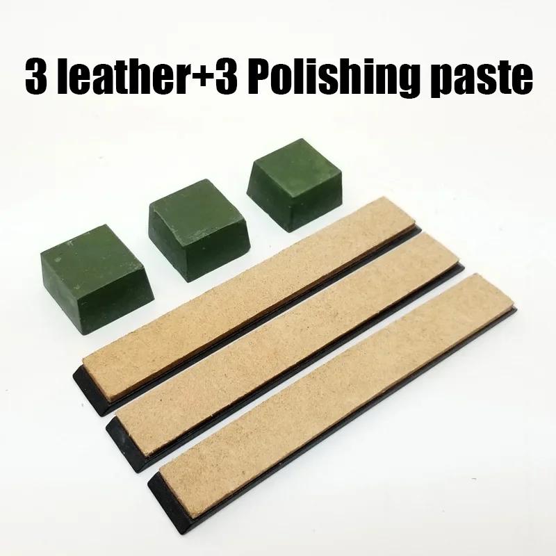 Leather Honing Rod Professional Knife Sharpener Polishing Paste Grinding Sharpening Wax Kitchen Knife Sharpening Tool Set
