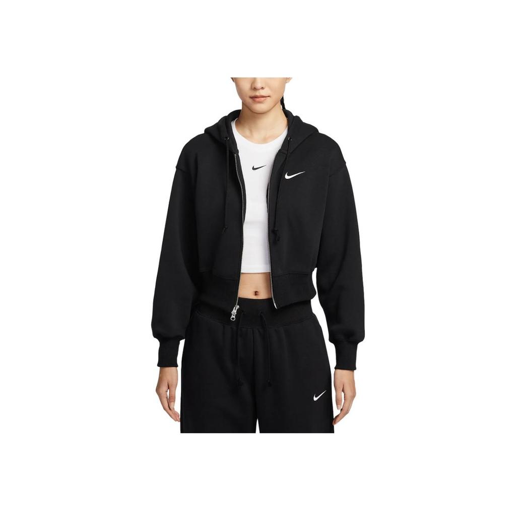 Nike Loose Short Hooded Zip Long Sleeve Jacket Women Jackets Black HJ0941-010