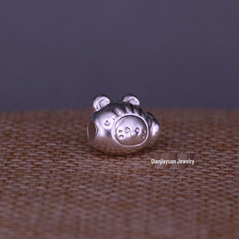 

Sterling Silver DIY Beaded Cat with Fish Hat Braided Gemstone Cord срібні білого кольору