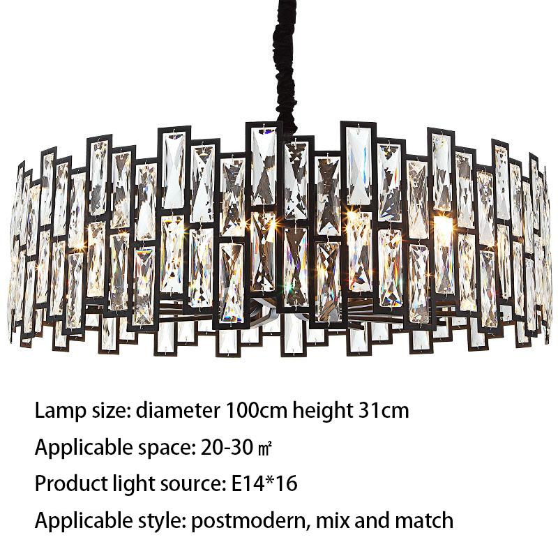 New LED Crystal Chandelier Lamp Luxury Black Lustre Kitchen Island Chandeliers Living Room Dining Home Ceiling Lighting Fixtures