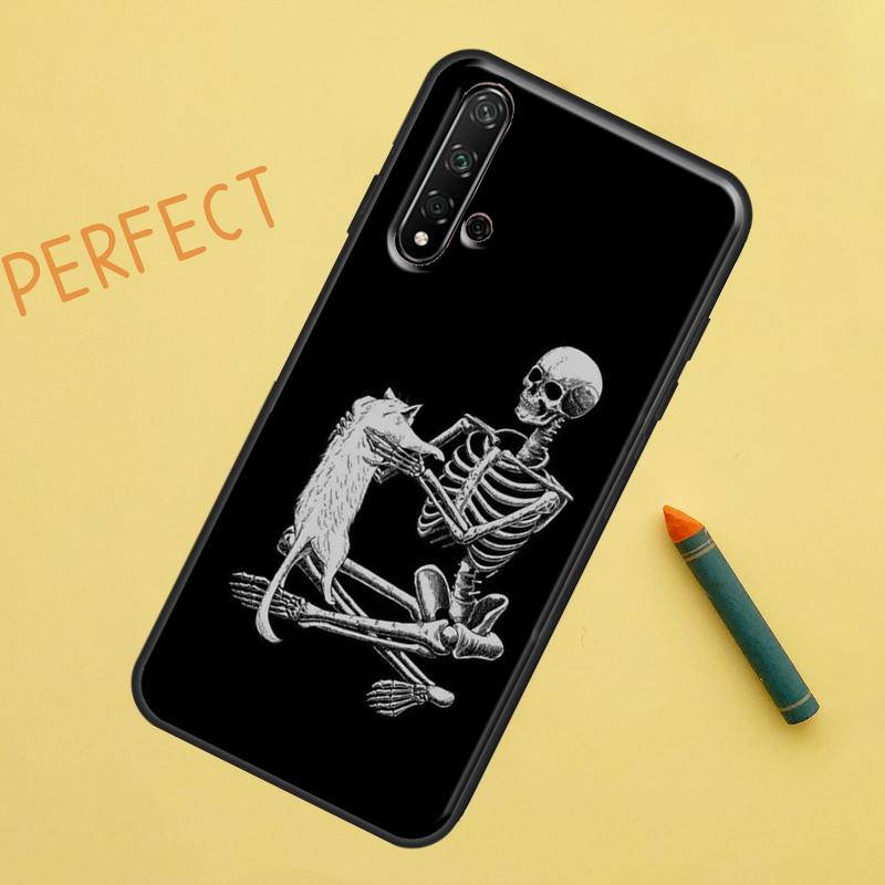 

Черный чехол с изображением черепа кошки и готической ведьмы для Huawei P30 Pro P20 P40 Lite Nova 8i 7i 3i 11i 5T 9 10 SE Y60 Y61 Y70 Y90 P Smart Z Huawei P30 Lite