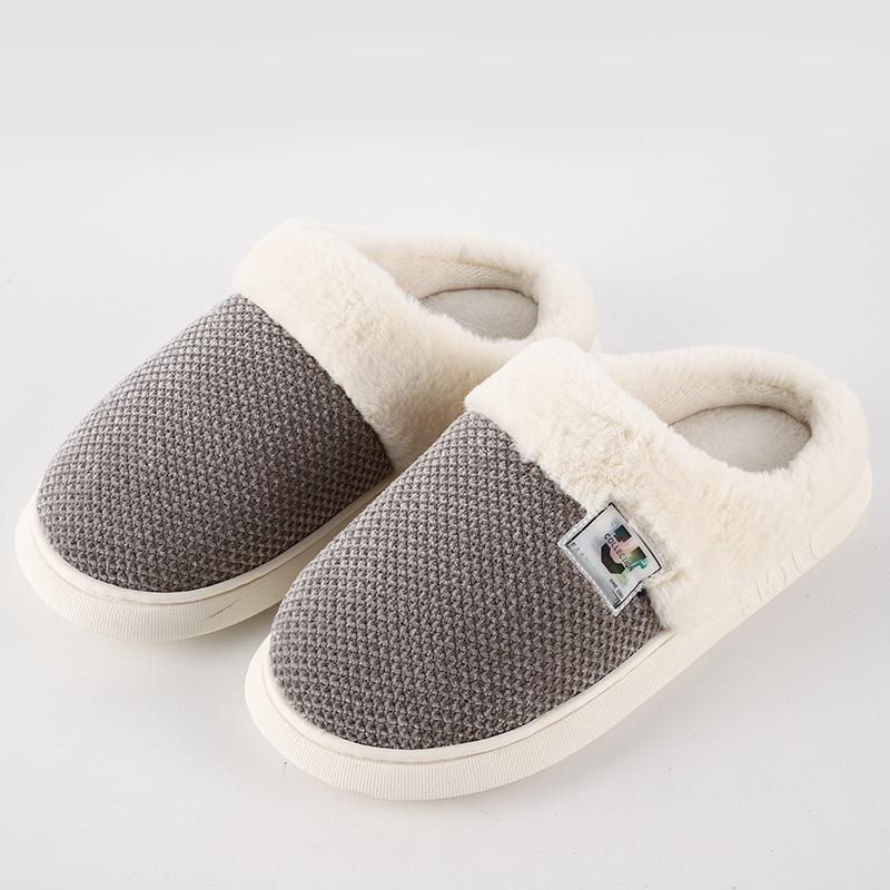 Men's and Women's New Autumn and Winter Slippers, Knitted Baotou, Thick-soled Slippers, Home Breathable and Warm Couple Shoes