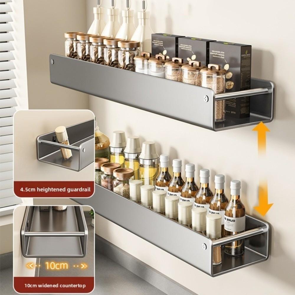 Wall Mounted Spice Rack Punch-free Kitchen Storage Shelf  for Kitchen Bathroom Storage