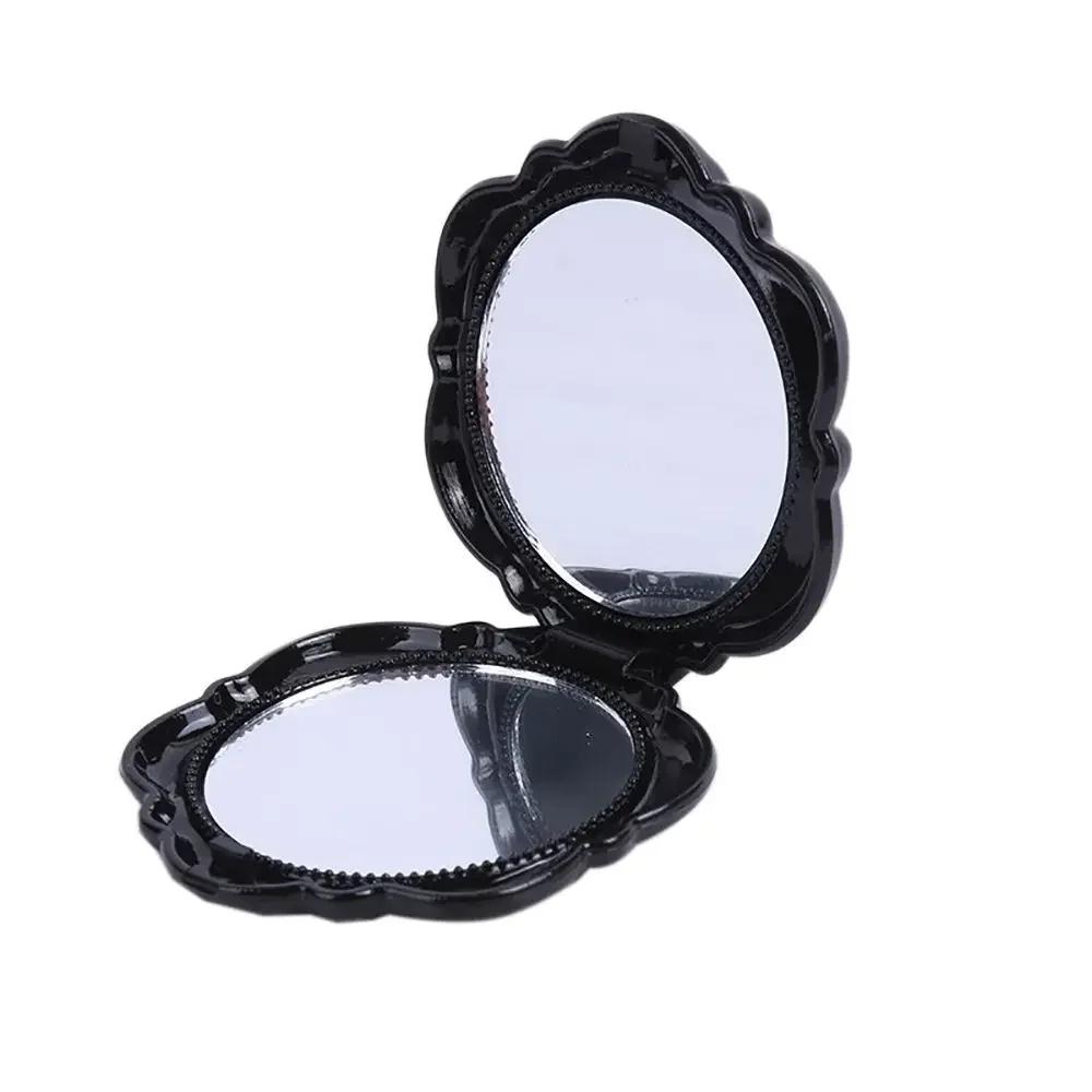Pocket Rose Flower Makeup Mirror Vintage Folding Round Girls Small Hand Compact Light Mirrors Women Makeup Cute Comestics Tool