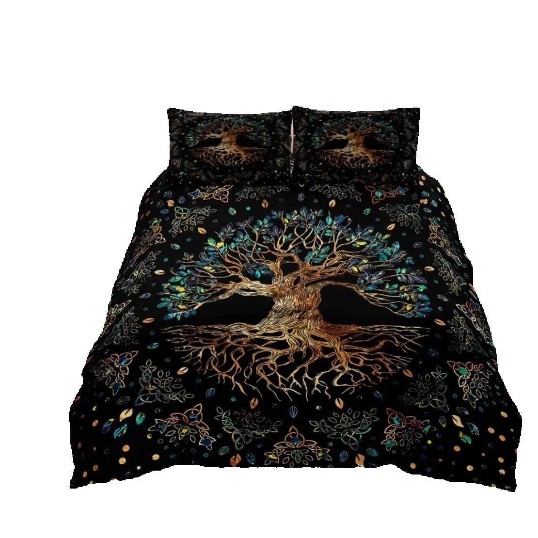 

Tree Of Life Bedding Set Sun And Moon Duvet Cover Yggdrasil Quilt Cover Decor For Adult Women Galaxy Stars Mandala Tribal Bed Se 135x200cm 2pcs