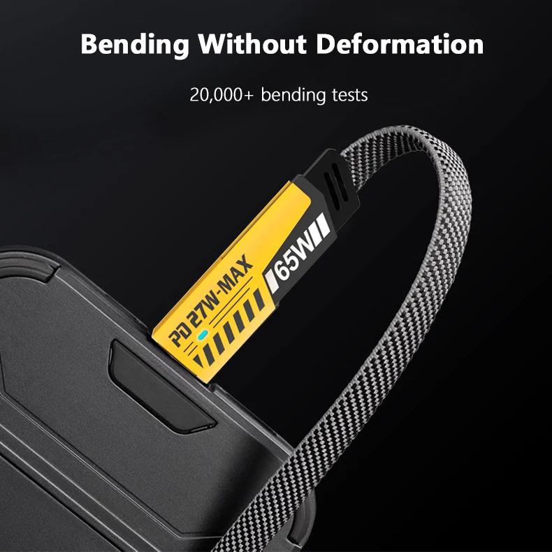 VAORLO 4 в 1 USB/Type-C к Type-C/8-контактный зарядный кабель 65 Вт Super Charge — фото 8