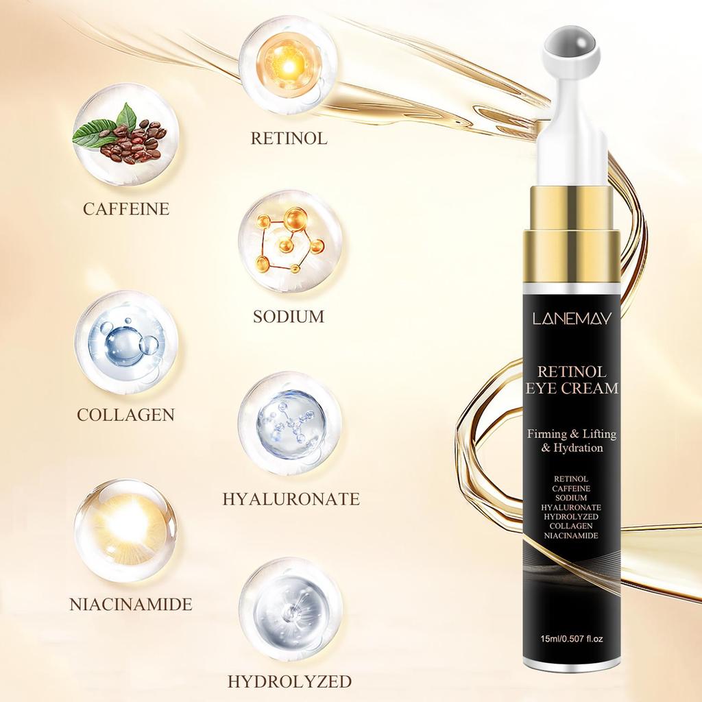 Retinol Eye Cream-Smoothing The Skin Around The Eyes And Reduces Dark Circles-Puffiness Brighten Skin-Suitable For All Skin Types, 15ml