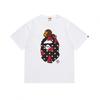 Mens Streetwear Oversized Cotton Tee With Camo Shark Ape Graphic Print Casual T-Shirt