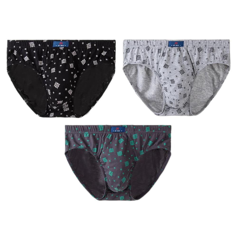 3Pcs Men's Cotton Briefs Knickers Printing Panties Breathable Underwear Youth Comfortable Underpants L XL XXL 3XL 4XL