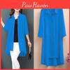 Womens Large Size Chiffon Shirts Midlength Threequarter Sleeve Cardigan Outer Sunscreen