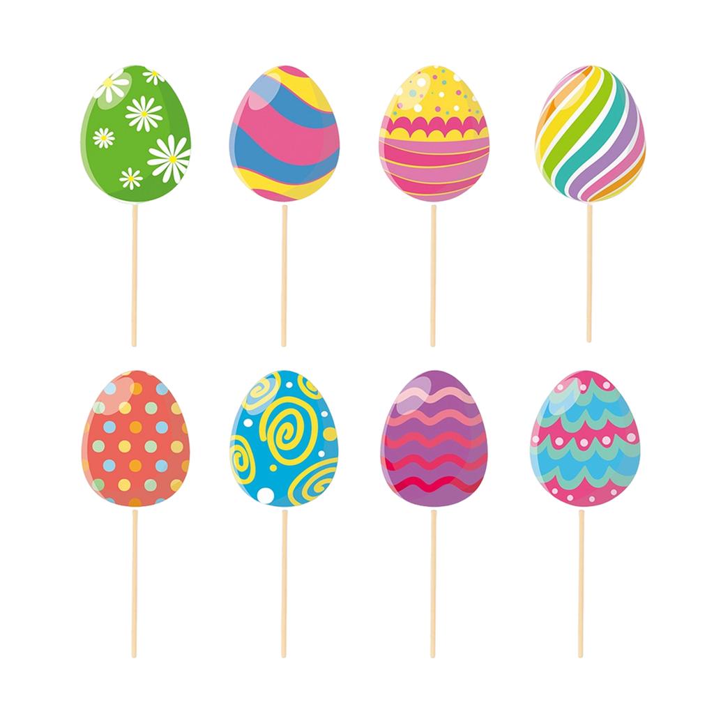8pcs Easter Cupcake Toppers 8 Unique Designs Plastic Perfect For Cupcakes, Muffins, Desserts Ideal For Easter Showers
