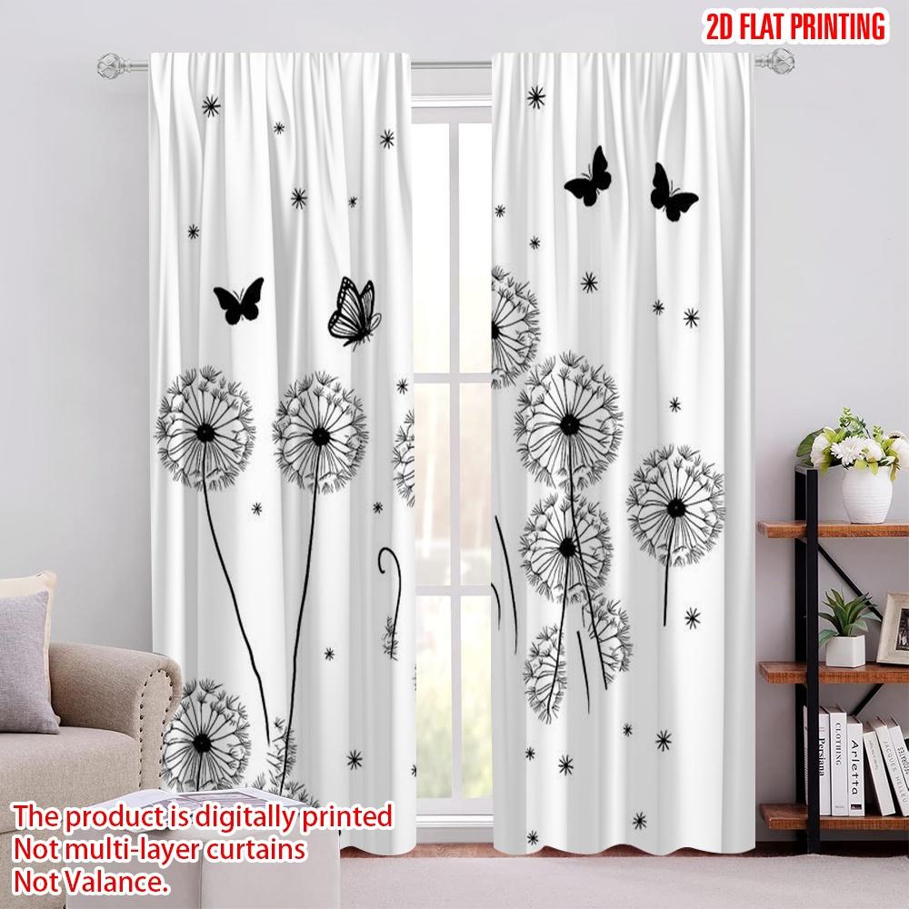 

2pcs,2D plane printing Curtains&Window Treatment Whispering Dandelions Versatile Fabric (without rod) Room Decor for Living 52.50 × 116.00 cm 2 pcs