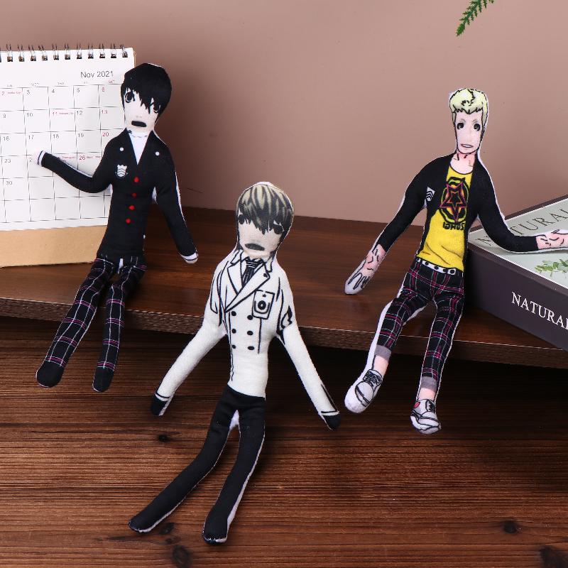 Game Persona Cosplay Doll Amamiya Ren Ryuji Sakamoto Akechi Goro Cosplay Plush Cotton Doll Twistable Shape Stuffed Doll Toy Gift