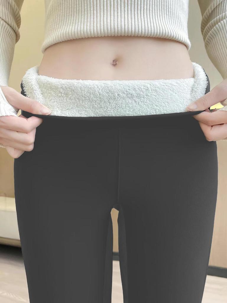 Temu Hot Selling Large Size Autumn/Winter Lambswool Warm Thick Elastic Fleece Lined Pants