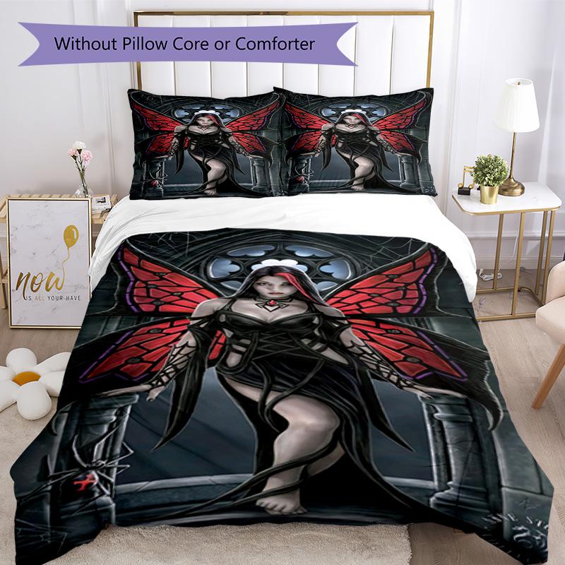 Set Biancheria da Letto Stile Gotico Traspirante Copripiumino con Federe Biancheria da Letto Decorativa per Camera da Letto Decorazione Casa Regalo di Compleanno