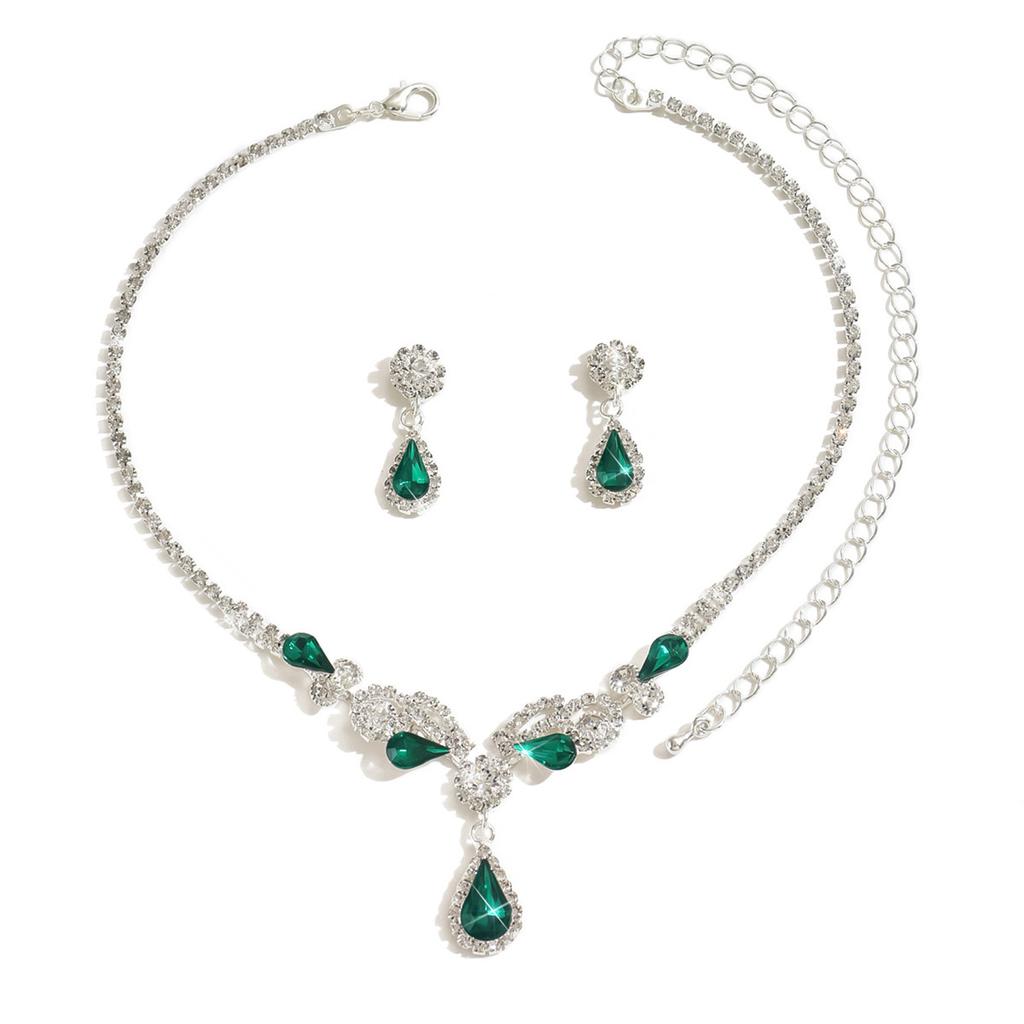 Versatile Fresh Necklace Pendant Earrings Set Two-Piece Clavicle Chain Jewelry Bridal Jewelry