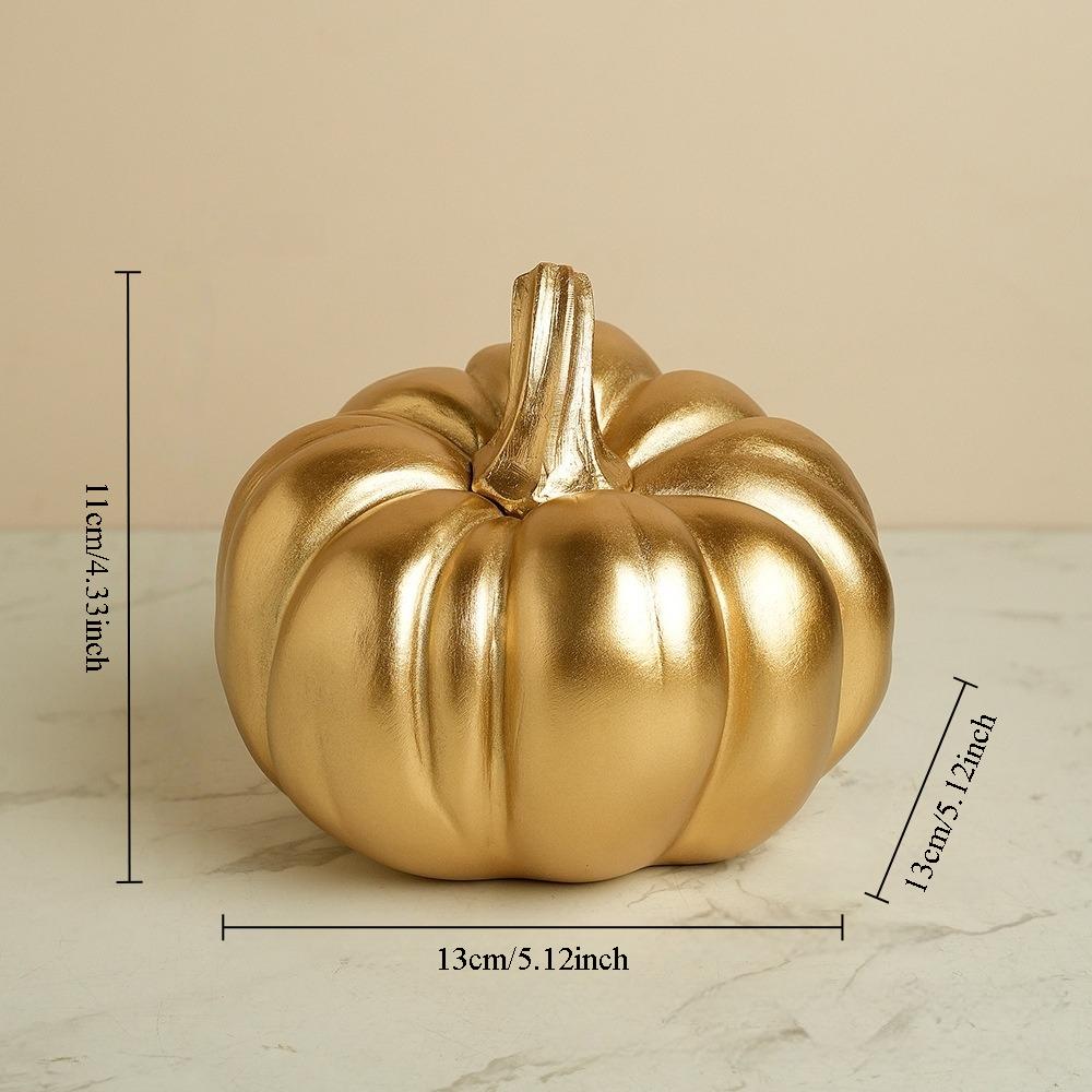 Golden Pumpkin Statue Thanksgiving Decorations Resin Pumpkin Figurine Autumn Farm Home Desktop Hallowee Party Ornament