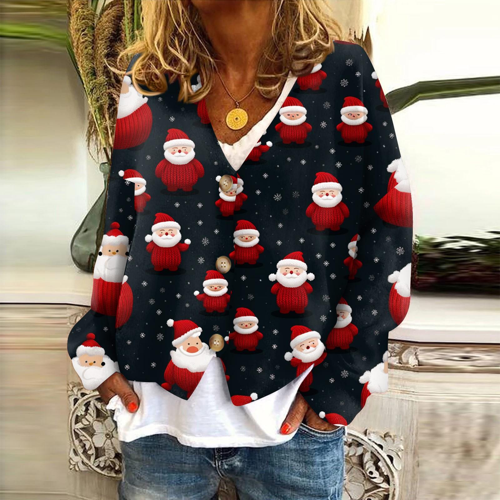 

Жіноча куртка. Модне повсякденне пальто з довгим рукавом з різдвяним принтом XL чорний