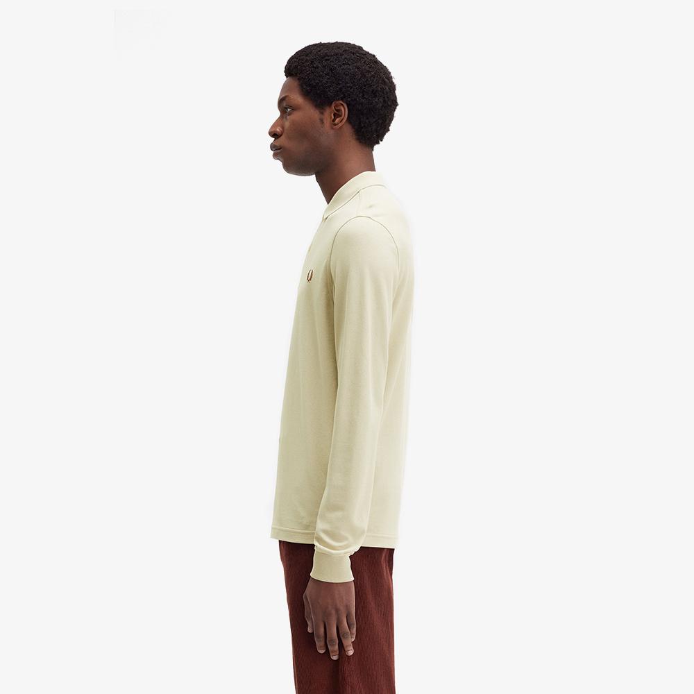 Fred Perry [M6006] Long Sleeve Plain Fred Perry Shirt - Oatmeal/Whiskey Brown Afpm2436006-W69