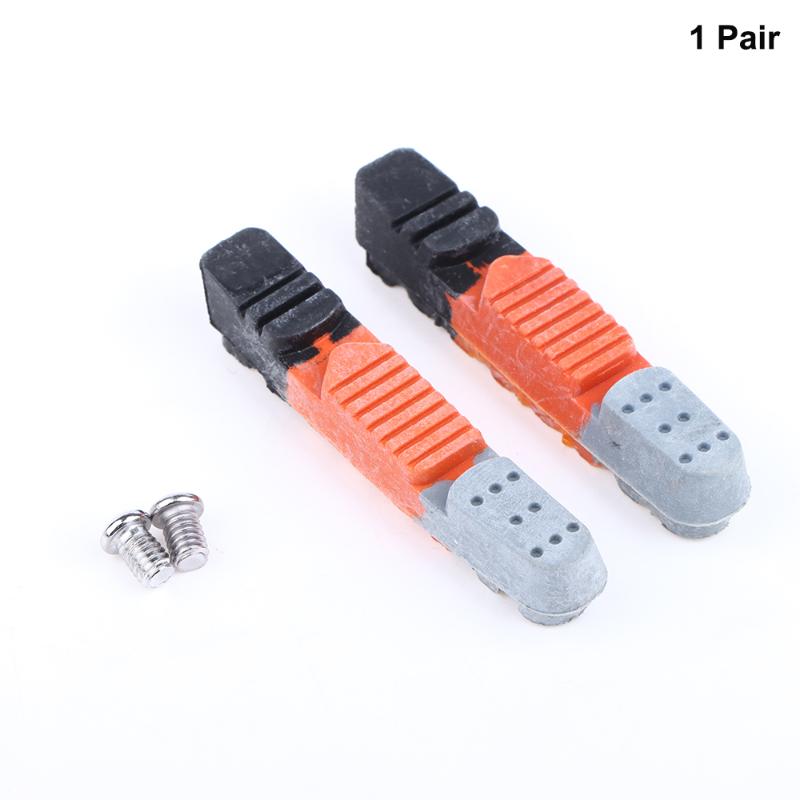 1Pair Bike Brake Pads Rim Drawer-Type 3-Color Brake Pad Rubber Replacement Road Bike Braking C-Brake With Mud Trough Silent