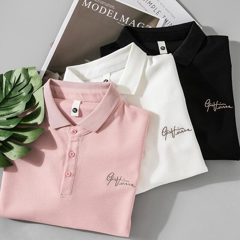 Letní pánské výšivkové polo pro střední věk a mladé, trendy, ležérní, univerzální, minimalistické tričko s krátkým rukávem