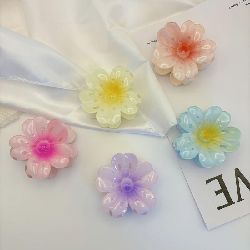 8cm Gradient Flower Hair Clip Women Korean Sweet Hair Claws Crab Clamp Barrettes Girl Hawaiian Headwear Accessories