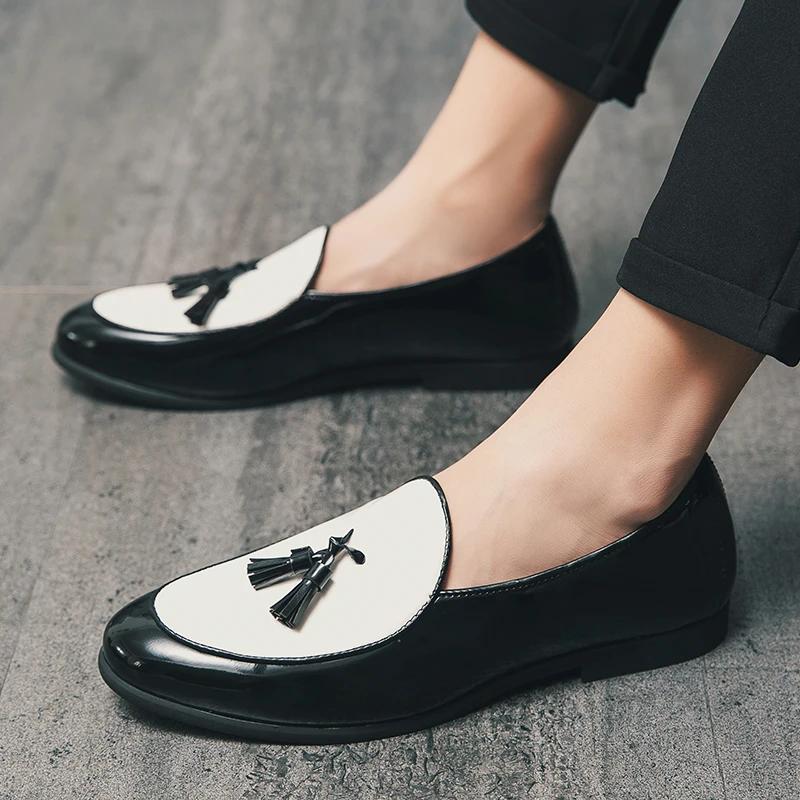 Fashion LUXURY ITALIAN LOAFERS MEN DRESS SHOES FASHION HAND-MADE SLIP ON TASSEL LOAFERS WEDDING OFFICE SHOES CASUAL MEN SHOES LEATHER
