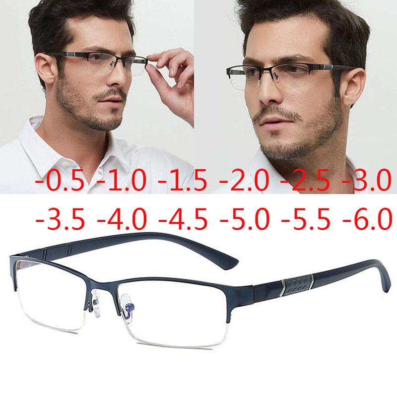 Reading Eyeglasses Half Metal Frame Nearsighted Glasses Unisex Myopia 0 -0.5 -1 -1.5 -2 -2.5 -3 -4 -5 -6 Number Degrees Glasses