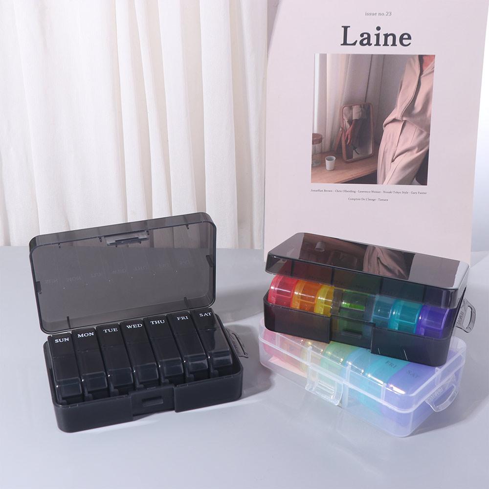 Waterproof Weekly Pill Case 14 Grid Portable Pill Dispenser Drug Container Daily Pill Box  Outdoor
