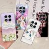 For Xiaomi Redmi Note 14 14Pro Case Coque Soft Silicone Back Cover Flower Butterfly Love Heart Clear Funda Redmi Note14 Pro Capa