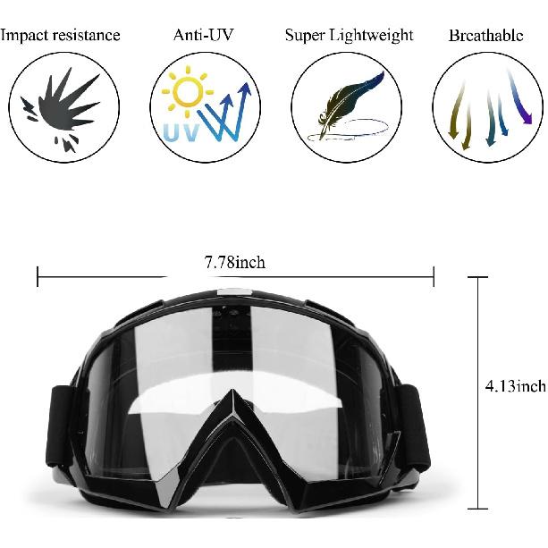 ATV Dirt Bike 2-Pack Motorcycle Motocross Goggles For Men Women MX Riding UTV Helmet Offroad Goggles, UV400 Anti-Scratch Fog Dustproof For Adults
