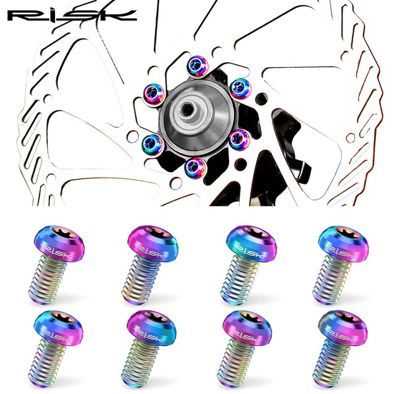 RISK M5x10mm Šroub kotoučové brzdy T25 Torx Titanová slitina Díl pro jízdní kolo MTB Horský kolo Šroub pro upevnění brzdového kotouče Ti 12KS/Sada