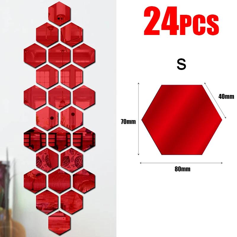 3D Hexagon Mirror Wall Stickers DIY Wall Mirrors Sticker Removable Self Adhesive Aesthetic Mosaic Tiles Decals Home Decoration