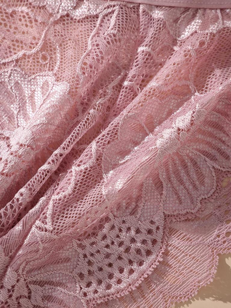 5PCS Women Floral Lace Panties Sexy Perspective Underwear Low Waist Solid Underpants Breathable Intimates Female Lingerie M-XL