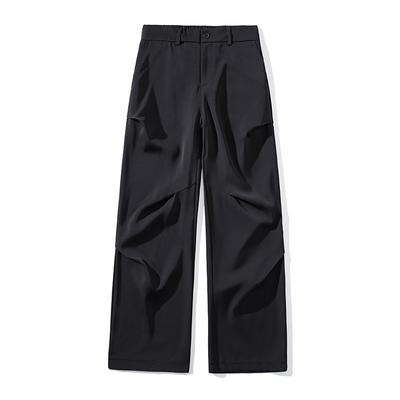 Amerikaanse Design Sense High Street Geplooide Pakbroek Heren Trend Losse Rechte Mopbroek