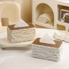 1PC Modern Minimalist Large Tissue Box Holder with Polished Brown Lid - Square Plastic Storage Organizer Suitable for Bathroom & Living Room