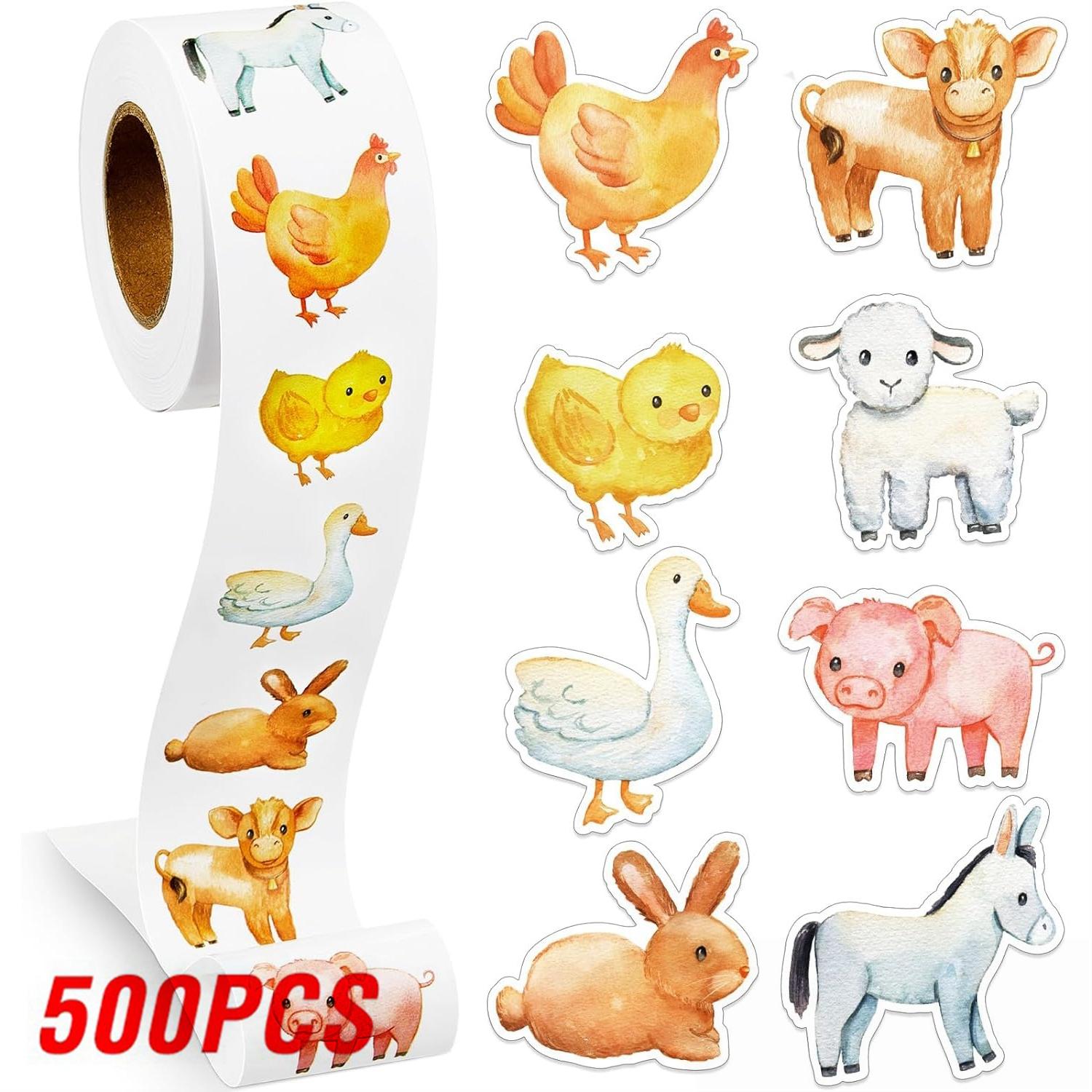 

100-500pcs Cartoon Farm Zoo Animals Stickers Decoration Reward DIY Stickers Scrapbook Skateboard Round Sealing Label Stationery