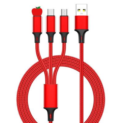 3m Fast Charging Multi-Head Cable for Android, Apple, Type-C - One-to-Three Data Cable