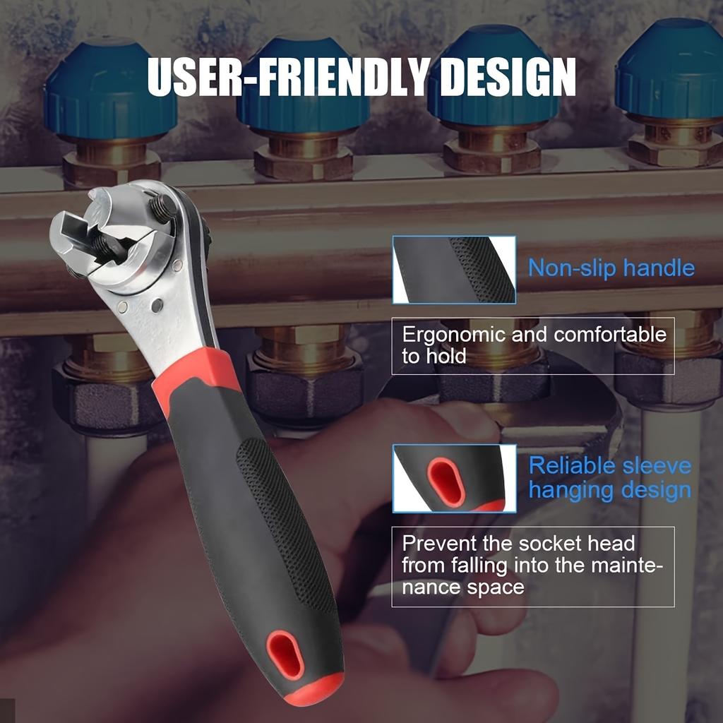 Adjustable Ratchet Wrench Universal Adjustable Hex Wrench, Small and Large Wrench Kit Manual Tool Locking Adjustable Wrench with Non-slip Handle