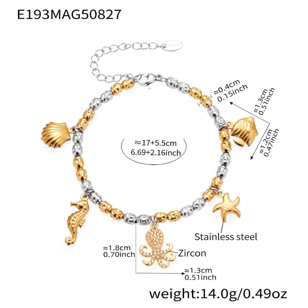 Qiong Yao Ocean DIY Beaded Bracelet Set: Starfish Shell 5A Zirconium Stainless Steel Ornament