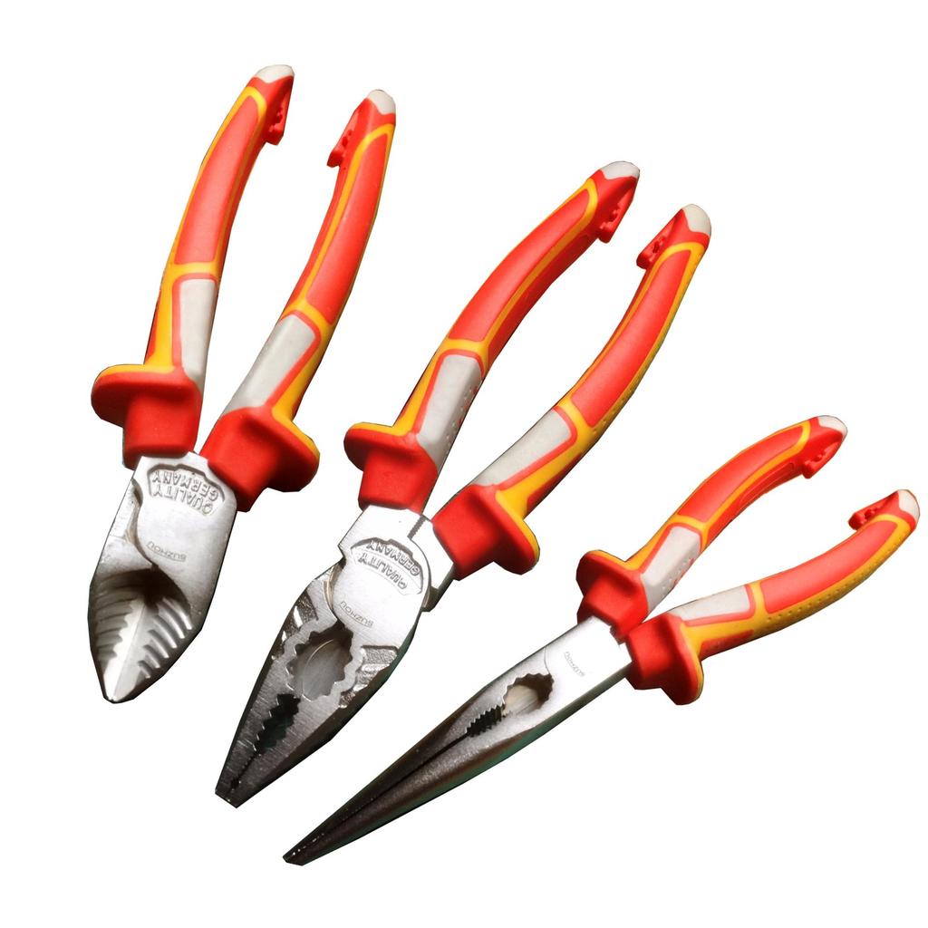 German Multifunctional Electrician Pliers: Wire Cutters, Diagonal Cutting, Needle-Nose, and Stripping Pliers