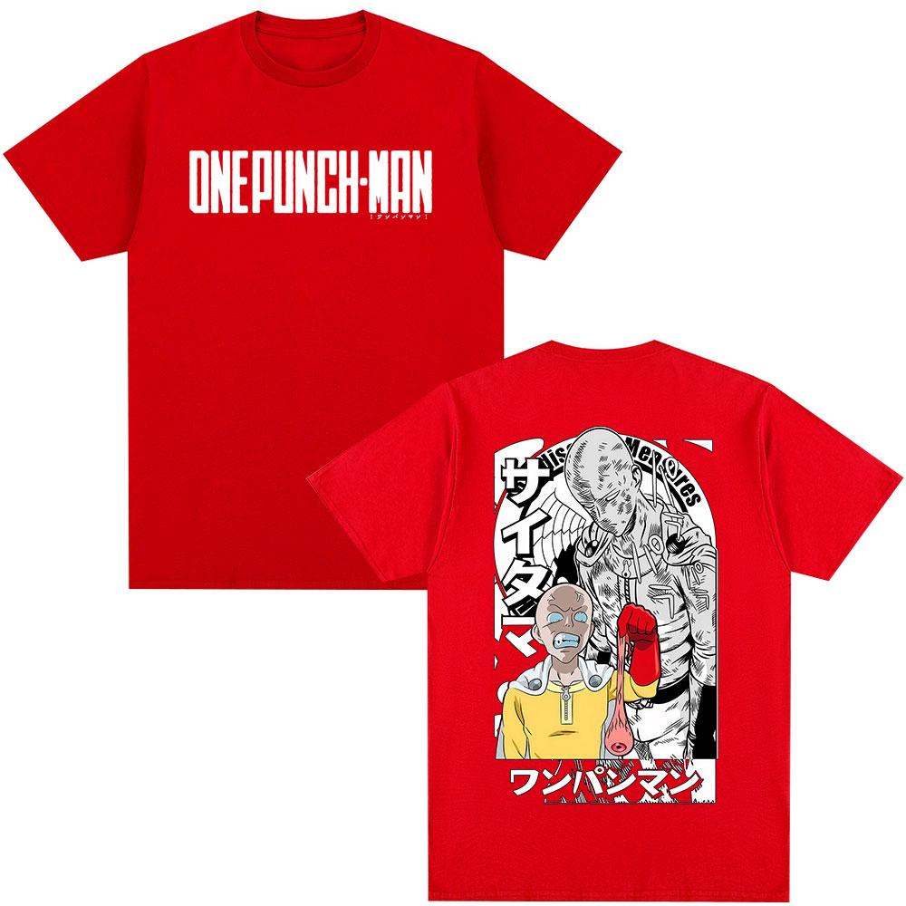 Anime One Punch Unisex Saitama T-shirt Unisex Women Fashion Harajuku Short Sleeve T Shirts Cotton Casual Oversized T-shirts Streetwear S