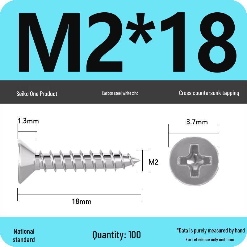 Iron Galvanized Phillips Flat Head Self-Tapping Screws - Countersunk M1 To M4
