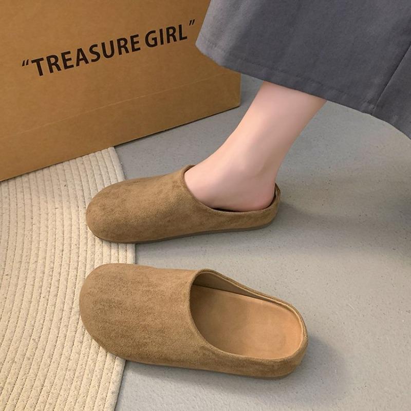 Fashion Flats Mules Shoes Women Suede Slingback Slippers Fashion Sandals New Outdoor Beach Dress Slides Casual Cozy Female Zapatillas