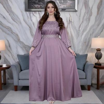 Abaya Dress for Women Eid Ramadan Prayer Islamic Clothes Long Sleeve Round Neck Dubai Turkish Evening Dress