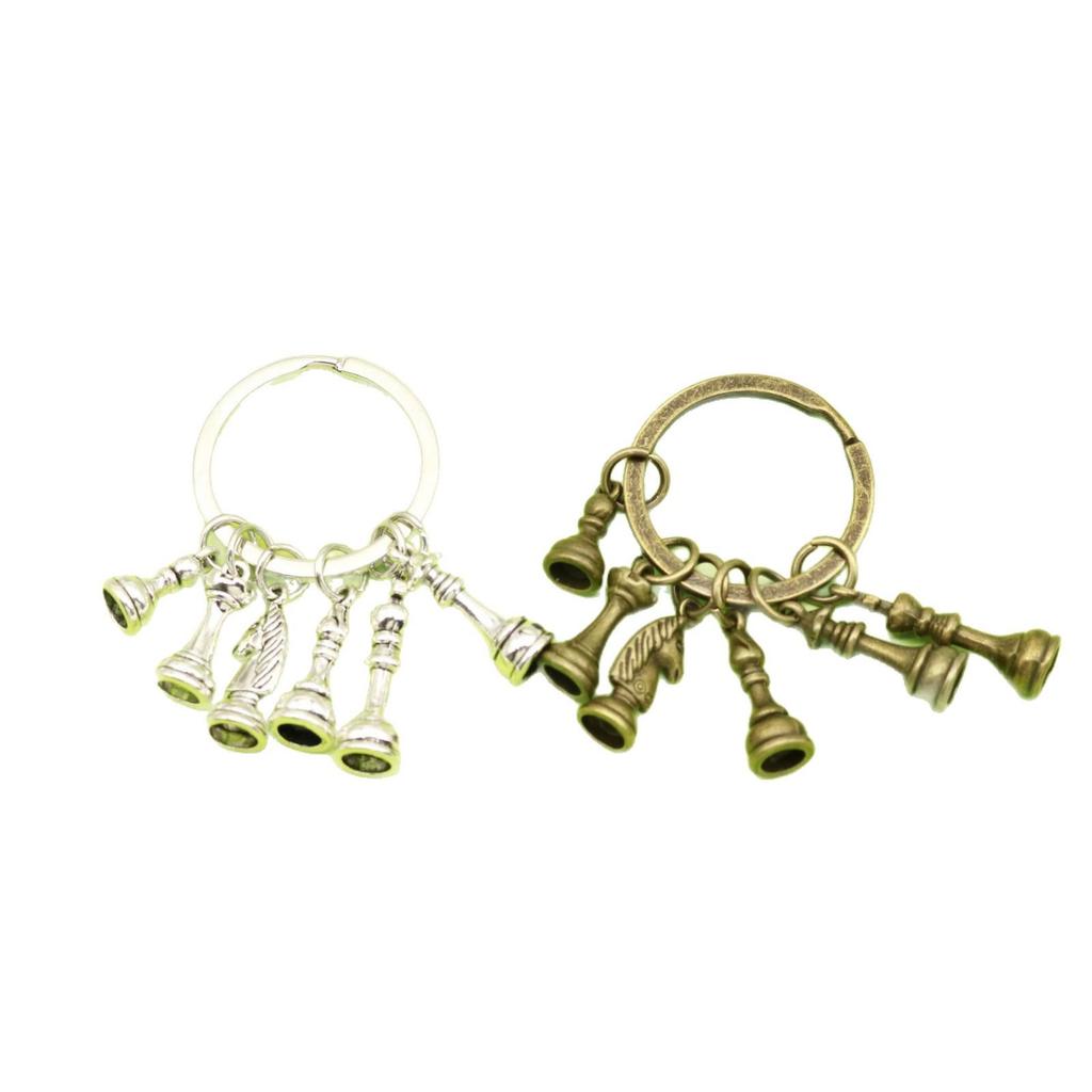 Retro European Chess Metal Keychain Pendant for Bags and Cars