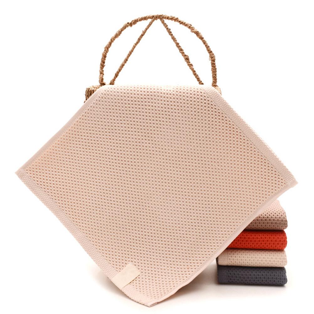 Waffle Weave Pure Cotton Towel Beige 32x32cm Lightweight Ultra Absorbent Multi-Purpose Face Bath