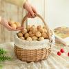 Handwoven Wicker Basket Suitable for Kids Picnics Decorating and Storage with Washable Liner Double Lid Dust Proof