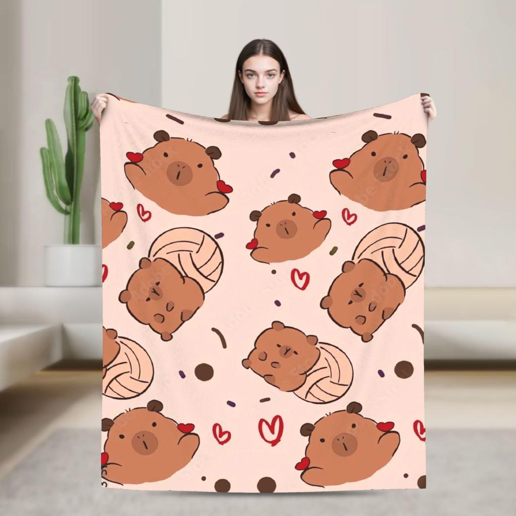 Capybara Blanket Quality Super Soft Throw Blanket Winter Travel Couch Chair Sofa Bed Funny Bedspread